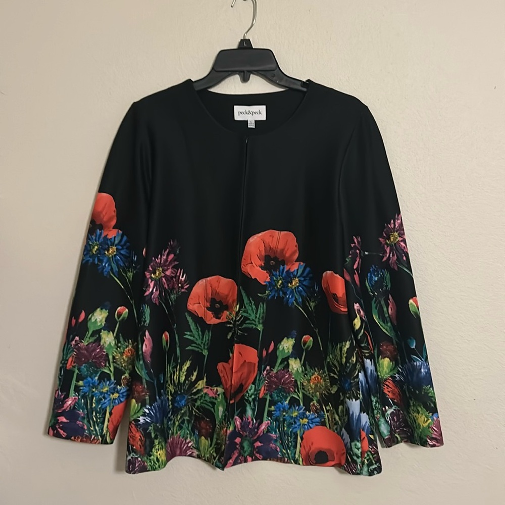 Gorgeous red poppy flower jacket - Picture 1 of 7